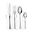 Set of four silver textured cutlery pieces with measurements shown