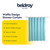 Blue waffle design shower curtain, hanging, showing textured fabric.