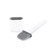 Grey silicone toilet brush with matching holder, angled cleaning head.
