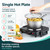 Single hot plate with saucepan and lid, compact black portable cooker