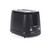Black 2-slice toaster with controls, shown at angle on white background