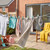 Laundry drying on an outdoor clothesline in a garden