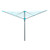 Rotary washing line with blue fittings and metal pole, open and ready for hanging laundry