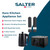 Salter Kuro kitchen appliance set with black salt and pepper mills, kettle, and toaster.