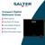 Black and gold compact digital bathroom scale with LCD display, shown on product feature banner.