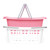 Set of pink lidded laundry basket and white ventilated basket with grey handles