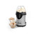 Silver Salter hot air popcorn maker with three bowls of popcorn, on white background