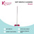 Pink soft bristle cleaning broom with long stainless steel handle, compact head design.