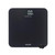 Black digital bathroom scale with large display, shown with batteries included.