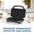 Open black waffle maker with automatic temperature control