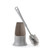 Grey silicone toilet brush with matching holder, shown upright for product detail.