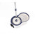 Blue and white spin mop with dual bucket, shown from above.