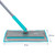 Grey rectangular flat mop with turquoise handle, measured 34 cm by 10.5 cm.