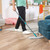 Flat mop with grey handle and turquoise accents, shown with white chenille pad