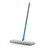 Grey microfibre flat mop with blue handle, shown at an angle on white background