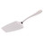 Silver cake slice with flat blade and curved handle on white background
