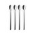 Set of four silver long-handled spoons shown on white background