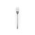 Silver metal serving fork on white background