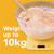 Yellow digital kitchen scale with mixing bowl, showing 10kg capacity