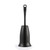 Black toilet brush with matching holder, shown upright on white background