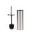 Stainless steel toilet brush with matching holder, shown on white background