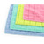 Pack of four textured microfibre cleaning cloths in pink, yellow, green and blue.