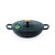 Green cast iron shallow casserole dish with gold knob, PFAS free label visible