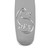 Silver utensil handle with embossed dinosaur and paw print design
