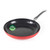 Red non-stick frying pan with stainless steel handle, PFAS free badge on surface