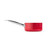 Red saucepan with a stainless steel handle on white background