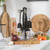 Black and gold handheld blender and food processor set on kitchen counter