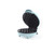 Blue electric bubble waffle maker, open to show non-stick dimpled plates.