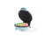 Blue bubble waffle maker open with green and pink waffles inside
