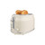 Cream two-slice toaster with Salter logo, showing toasted bread, front view.