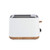 2-slice white toaster with wood effect trim, side view