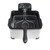 Silver deep fat fryer with black handle and control dial, shown empty from above