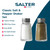 Clear glass salt and pepper shaker set with metal lids, shown upright for kitchen use.
