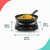 Black electric hot plate with frying pan, dimensions shown: 28.2 x 23.9 x 7.9 cm