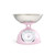 Pink mechanical kitchen scale with stainless steel bowl