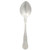 Stainless steel dessert spoon with ornate handle, shown from above.