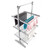 Silver folding clothes airer with towels and shirts displayed