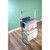 Electric heated clothes airer with towels and shirts on indoor drying racks