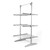 Three-tier grey indoor clothes airer with fold-out shelves, shown open