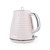 Pink Salter electric kettle with ribbed body and chrome handle