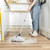 White twisted cotton mop head with blue plastic socket, shown upright
