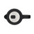 Stainless steel and black kettle lid, top view, showing handle and button