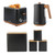 Matte black toaster, kettle, and storage canisters set with wood accents