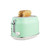 Mint green two-slice toaster with two slices of toast