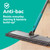 Anti-bac flat mop with grey head shown cleaning light wood floor, highlights antibacterial protection
