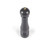 Grey manual salt mill with gold knob, shown upright on white background
